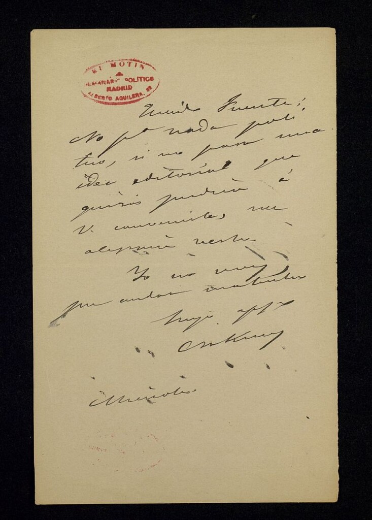 Miniatura de Carta de José Nakens a Ricardo Fuente sobre una idea editorial