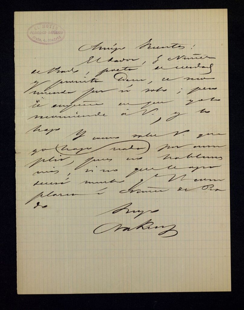 Miniatura de Carta de José Nakens a Ricardo Fuente