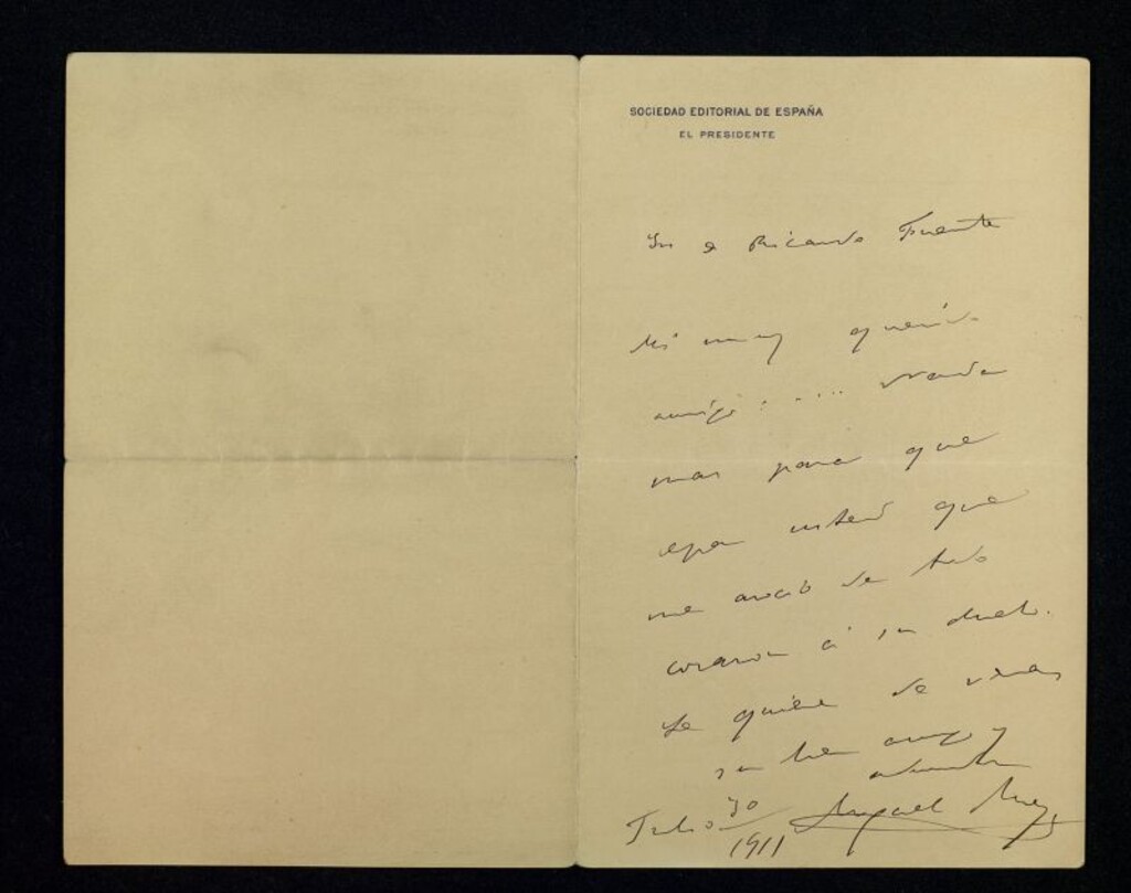 Miniatura de Carta de Miguel Moya a Ricardo Fuente dándole el pésame
