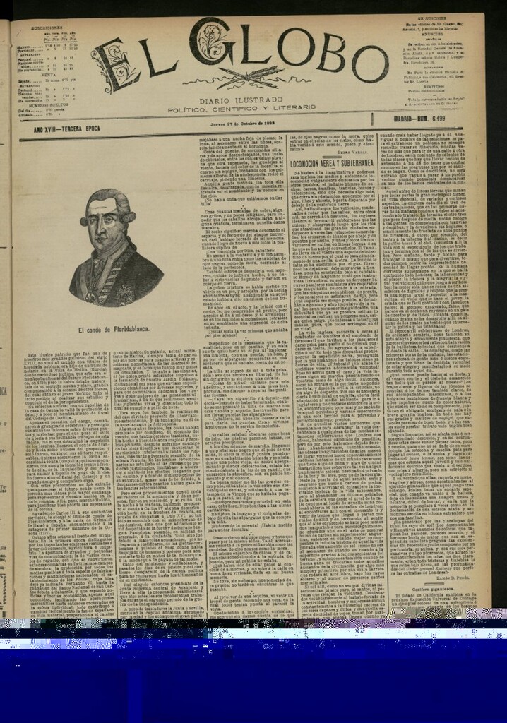 Miniatura de El Globo : diario ilustrado del 27 de octubre de 1892, nº 6199