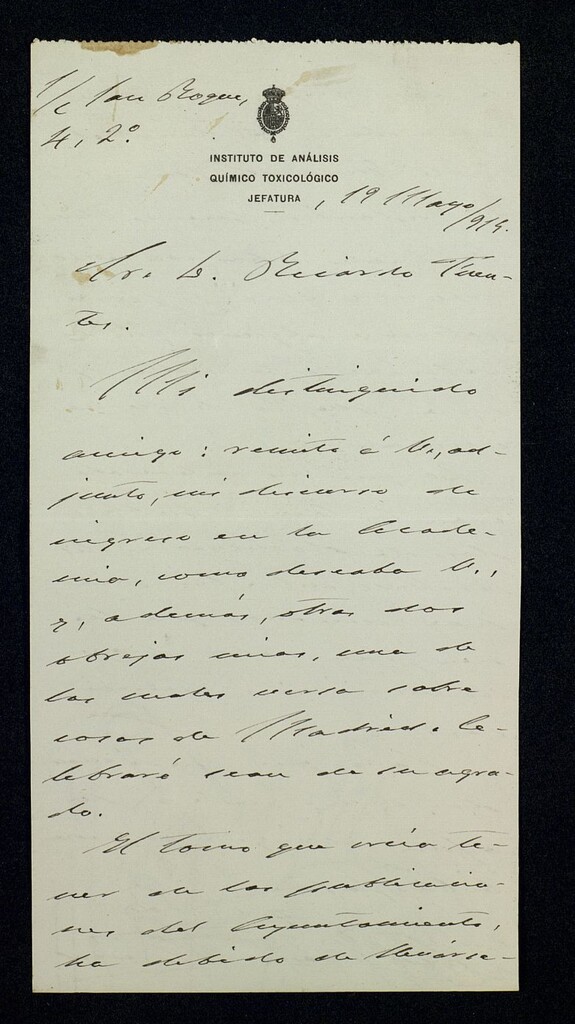 Miniatura de Carta de Nicasio Mariscal a Ricardo Fuente remitiéndole varias obras suyas