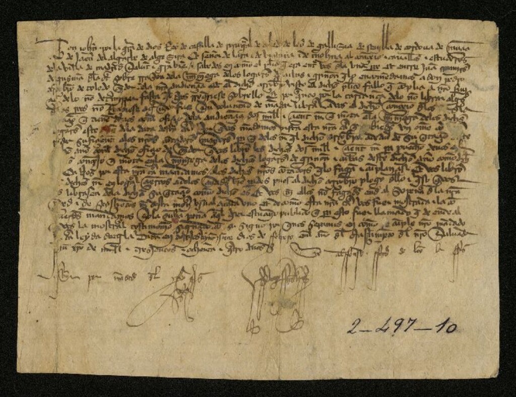Miniatura de Provisión de Juan I eximiendo a Madrid del pago de la martiniega de los lugares de Cubas y Griñón
