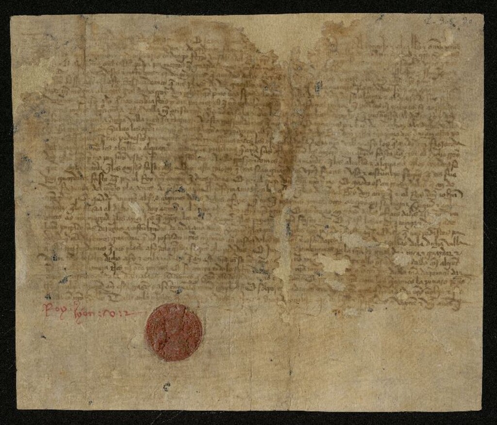 Miniatura de Privilegio de León V de Armenia confirmando a Madrid todos sus fueros privilegios, usos y ordenamientos
