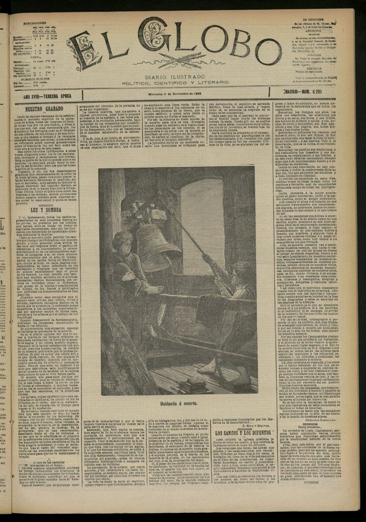 Miniatura de El Globo : diario ilustrado del 2 de noviembre de 1892, nº 6205