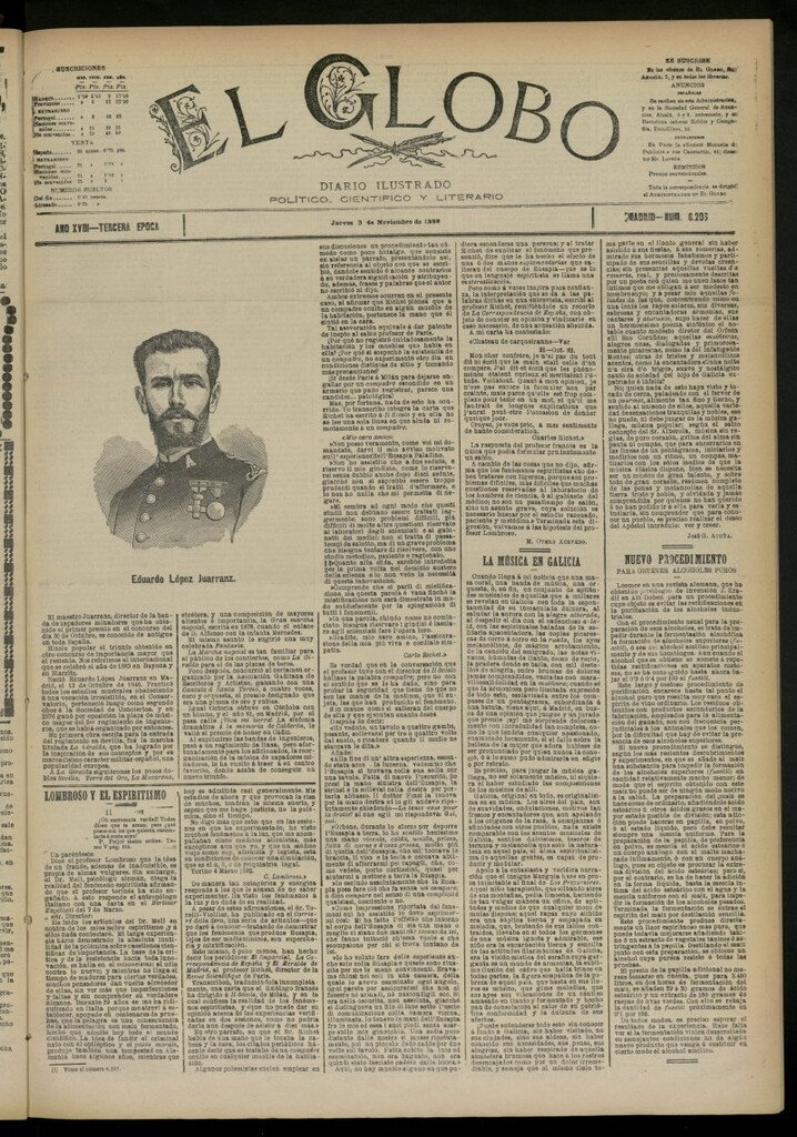 Miniatura de El Globo : diario ilustrado del 3 de noviembre de 1892, nº 6206