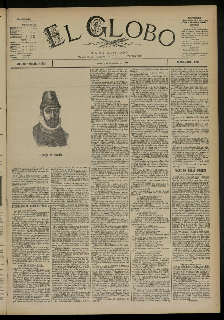Miniatura de El Globo : diario ilustrado del 5 de noviembre de 1892, nº 6208
