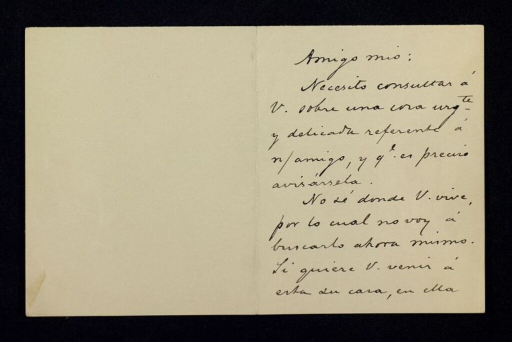Miniatura de Carta de Nicolás Estévanez a un amigo mío comentando que va a contarle algo urgente y delicado sobre otro amigo