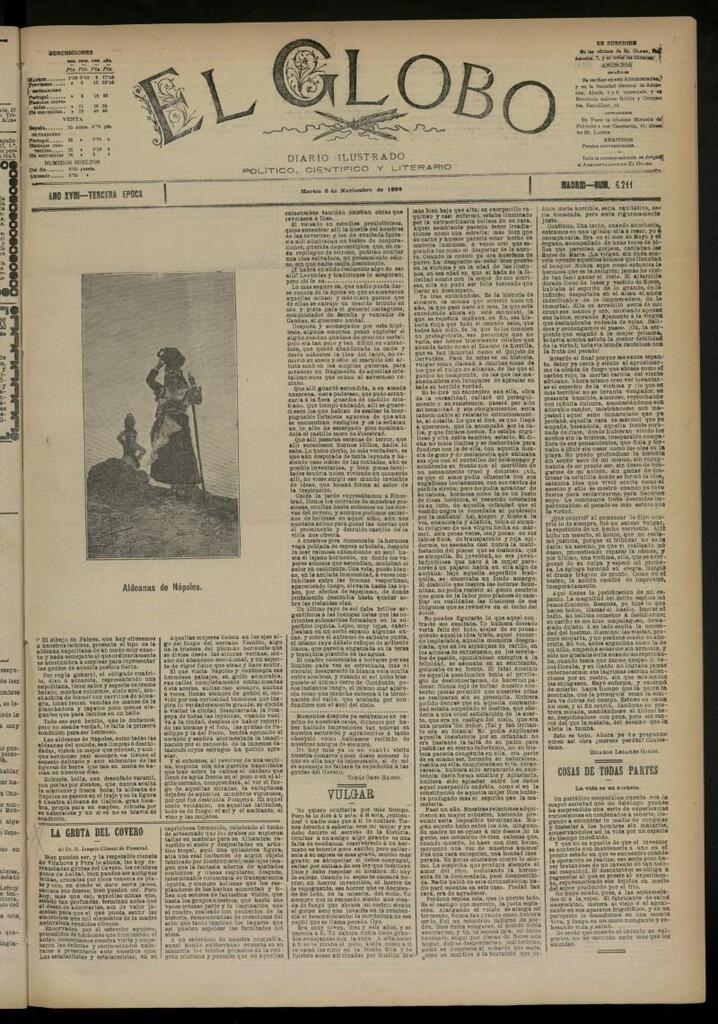 Miniatura de El Globo : diario ilustrado del 8 de noviembre de 1892, nº 6211