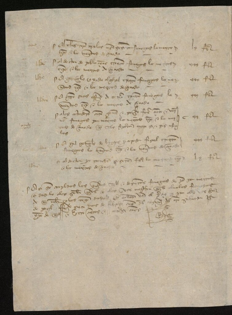 Miniatura de Albalá del consejero real Don Enrique Manuel, distribuyendo las cantidades de trigo y cebada pedidos al Consejo de Madrid para el aprovisionamiento de la Corte en Illescas