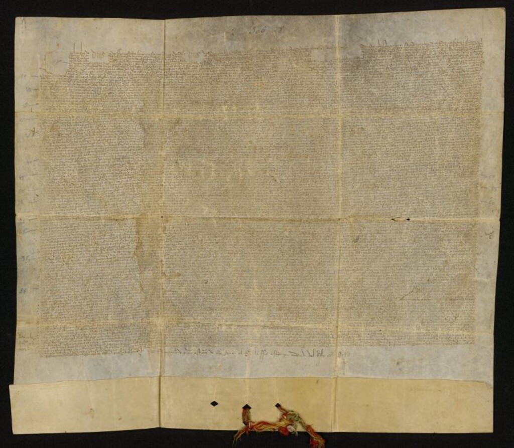 Miniatura de Privilegio de Enrique III por el que confirma a Madrid la sentencia dada por Fernando IV en Toledo el 24 de marzo de 1303, favorable a la Villa y contraria a la Mesta, a tenor de la cual los Alcaldes de la Mesta no tienen jurisdicción en territorio de la Villa y no existen cañadas en la zona