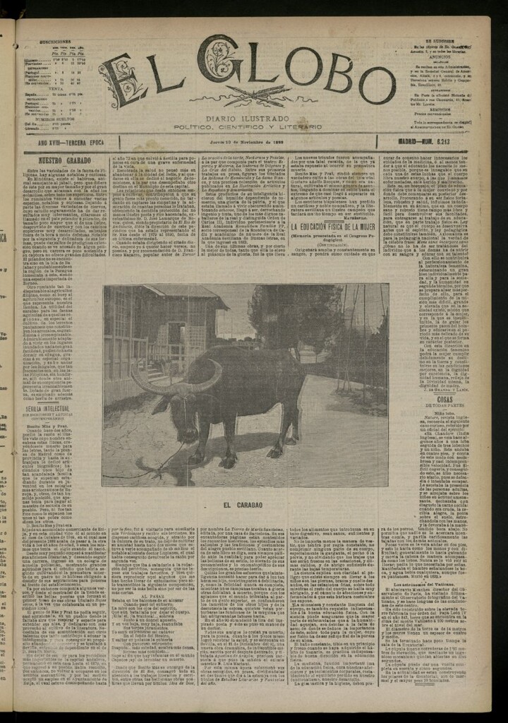 Miniatura de El Globo : diario ilustrado del 10 de noviembre de 1892, nº 6213