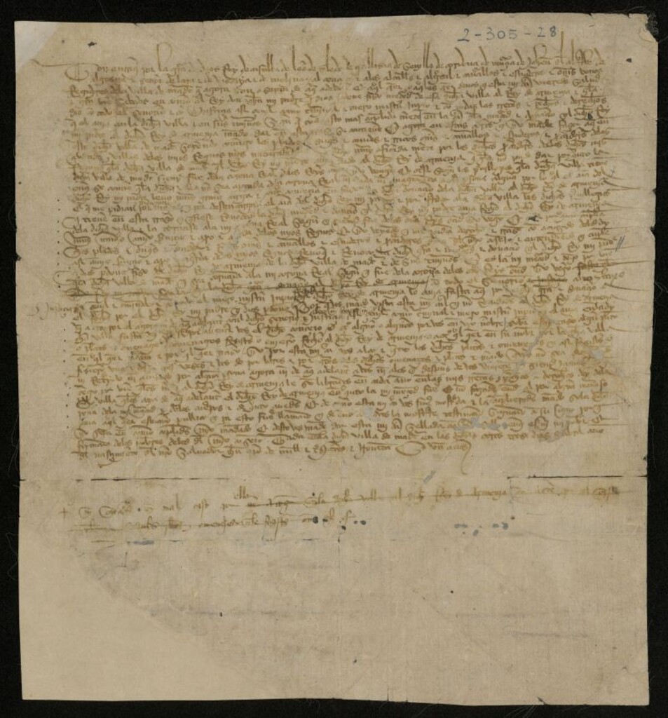 Miniatura de Provisión de Enrique III, firmada por los miembros de su Consejo, revocando a la Villa de Madrid el pleito homenaje que durante el reinado de Juan I prestó a León V de Armenia