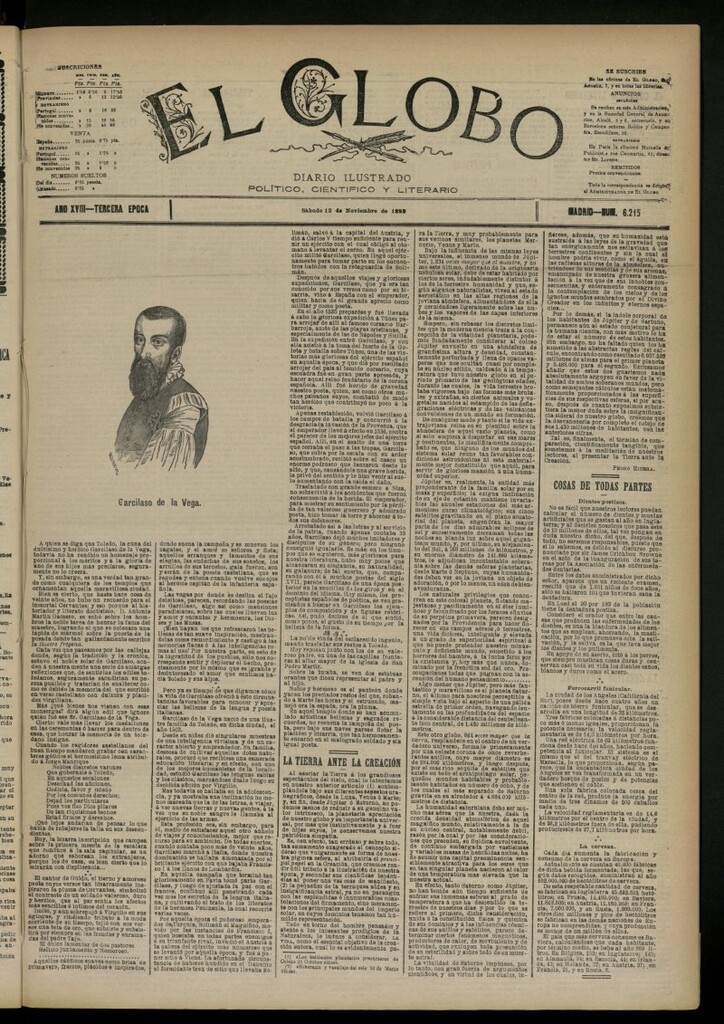 Miniatura de El Globo : diario ilustrado del 12 de noviembre de 1892, nº 6215