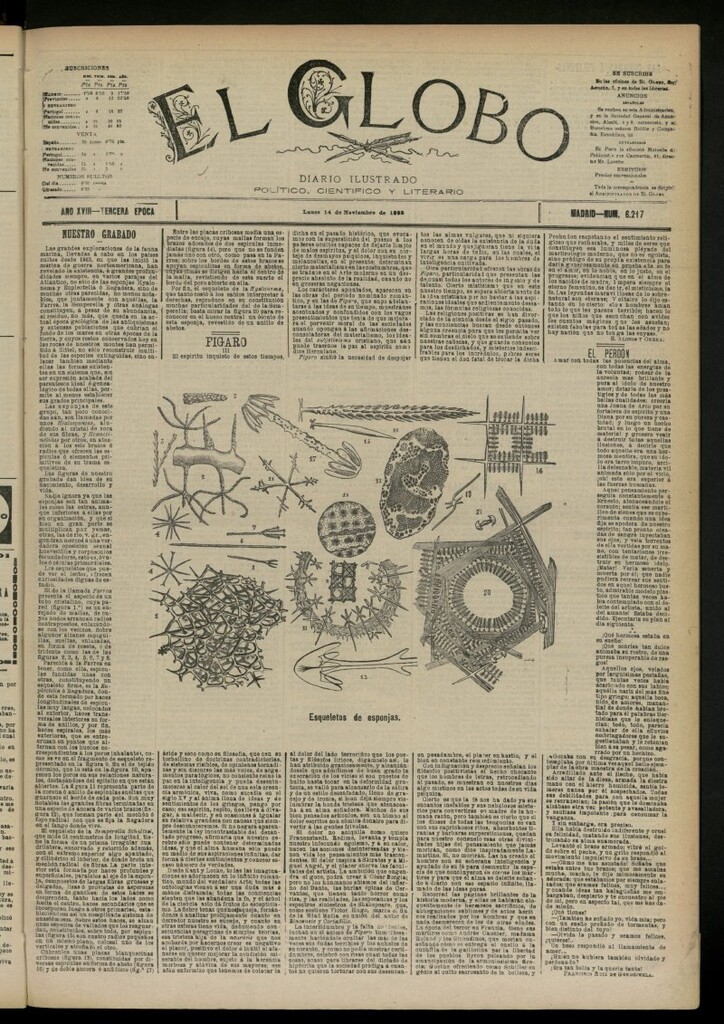 Miniatura de El Globo : diario ilustrado del 14 de noviembre de 1892, nº 6217