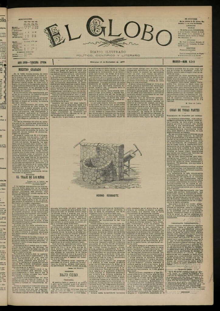 Miniatura de El Globo : diario ilustrado del 16 de noviembre de 1892, nº 6219
