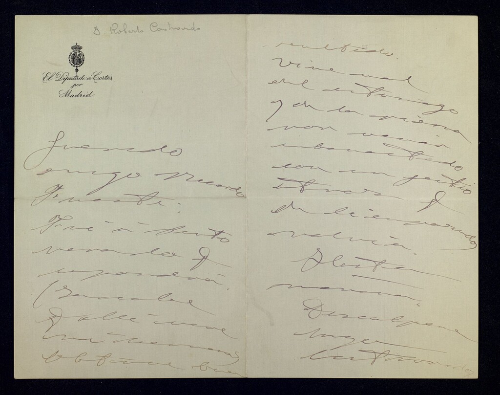 Miniatura de Carta de Roberto Castrovido a Ricardo Fuente