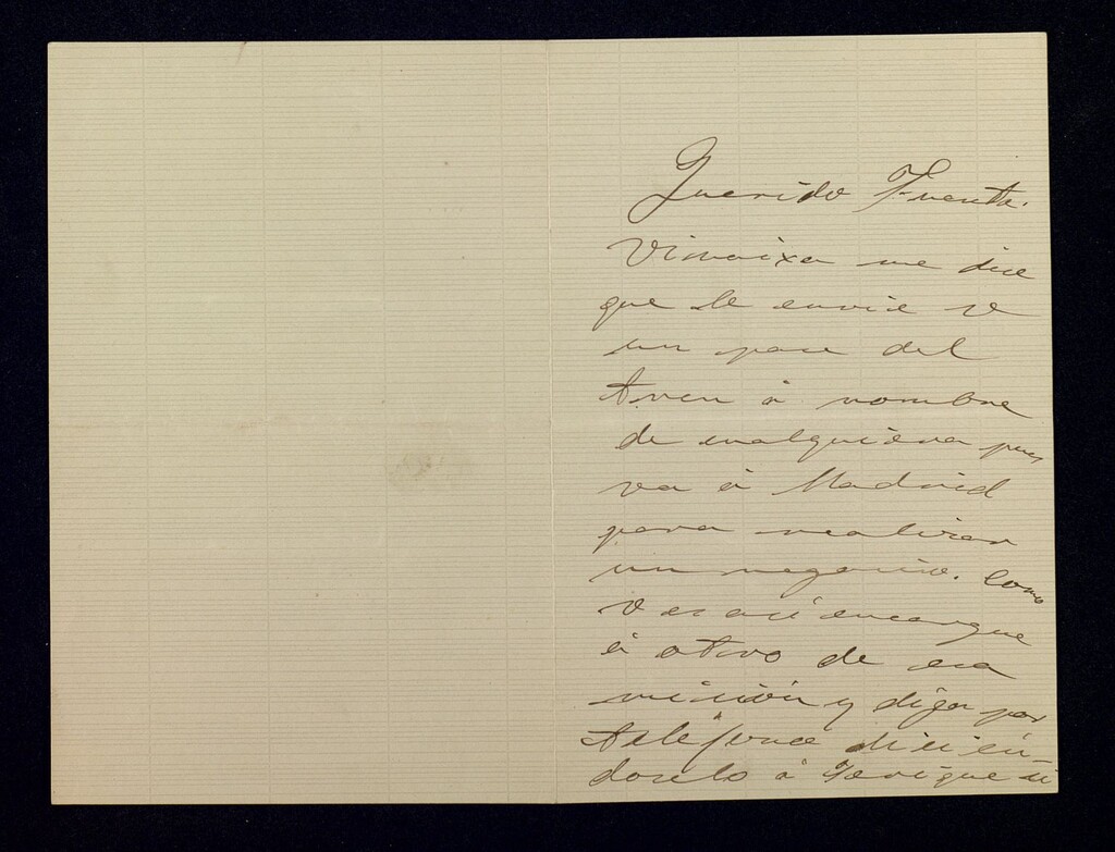 Miniatura de Carta de Roberto Castrovido a Ricardo Fuente donde menciona, entre otros, a Maeztu y Canales