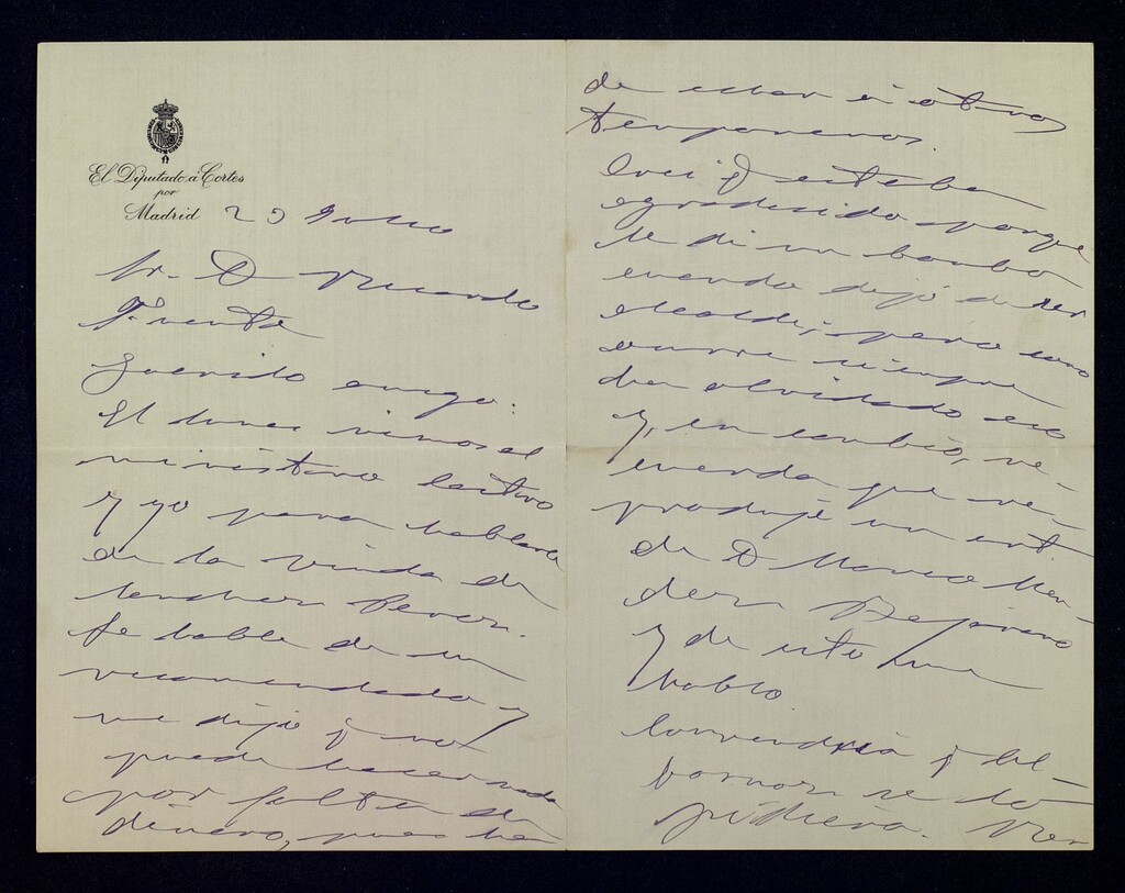 Miniatura de Carta de Roberto Castrovido a Ricardo Fuente sobre la viuda de (Sánchez Pérez?)