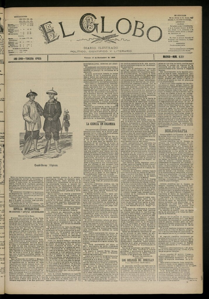 Miniatura de El Globo : diario ilustrado del 18 de noviembre de 1892, nº 6221