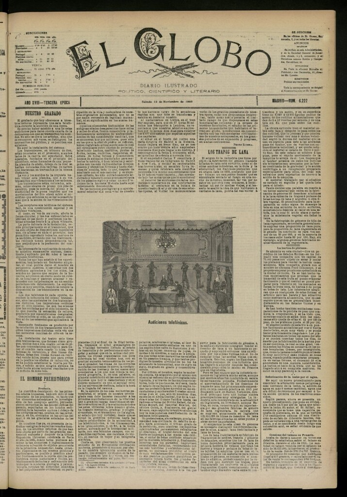Miniatura de El Globo : diario ilustrado del 19 de noviembre de 1892, nº 6222