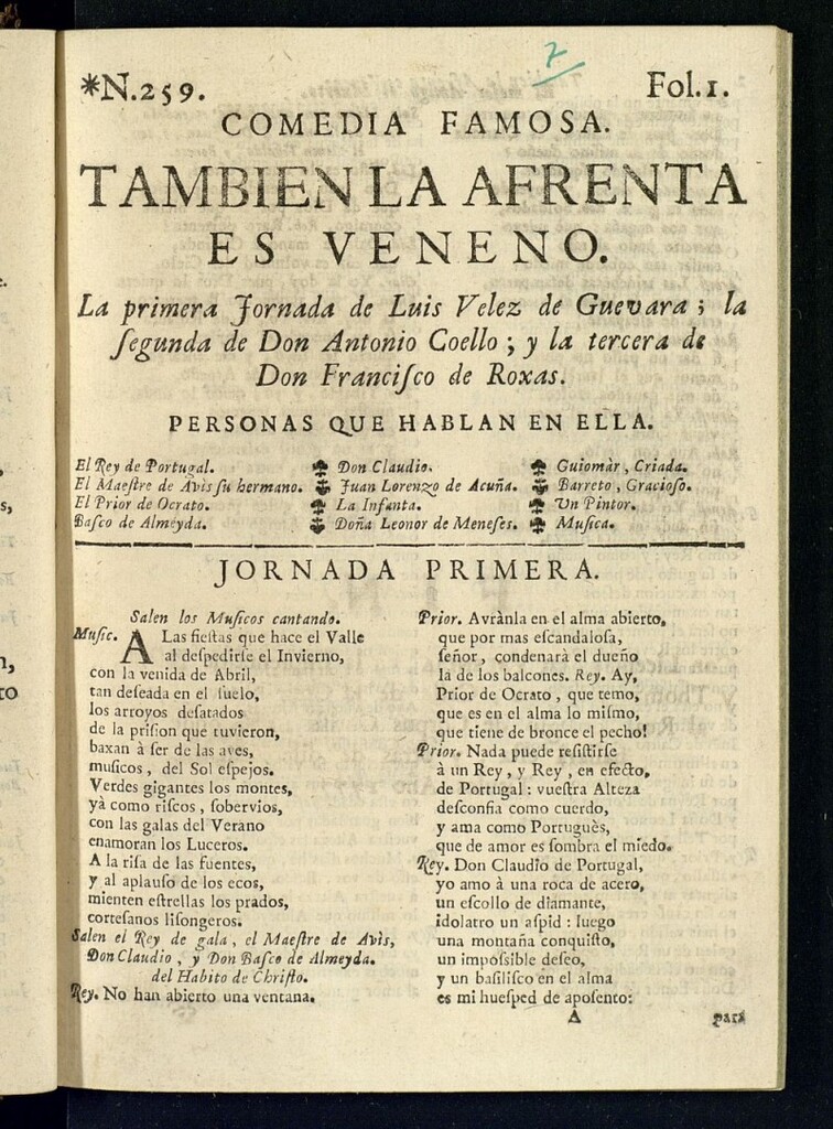 Miniatura de También la afrenta es veneno