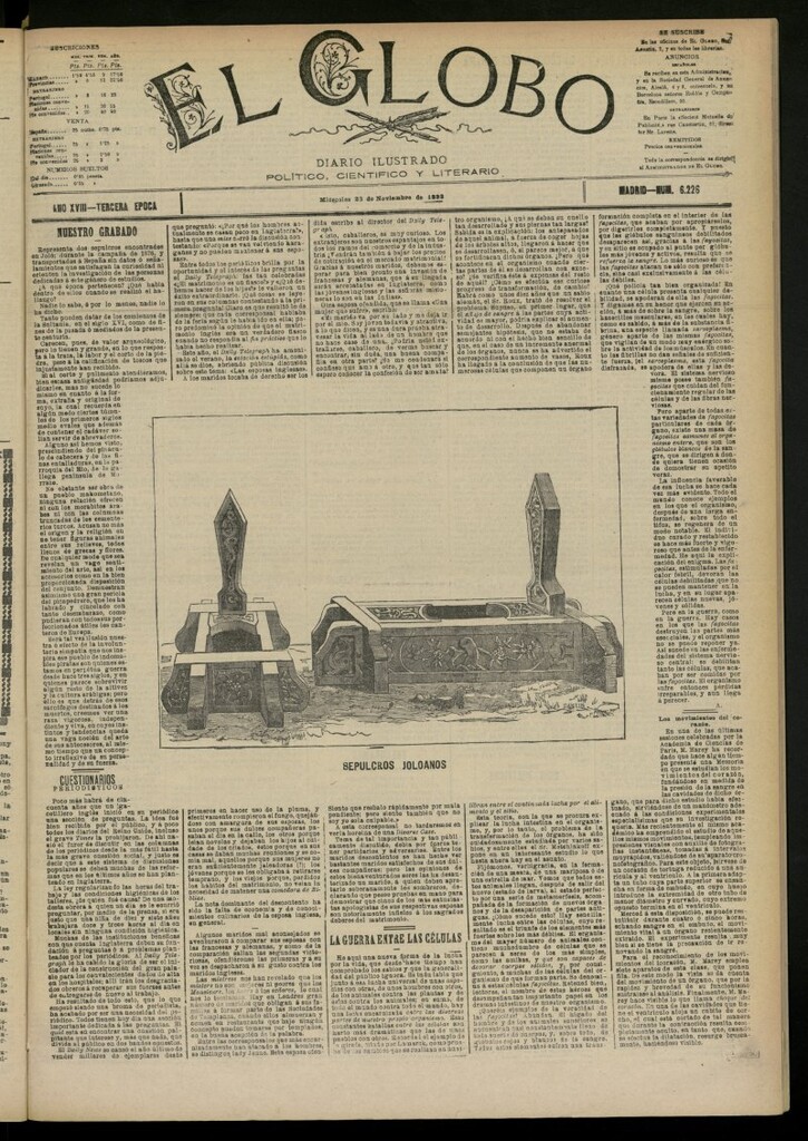 Miniatura de El Globo : diario ilustrado del 23 de noviembre de 1892, nº 6226