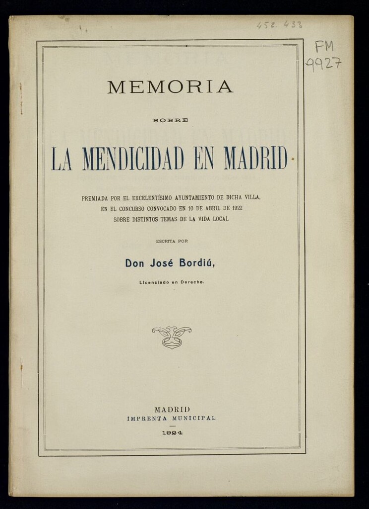 Miniatura de Memoria sobre la mendicidad en Madrid