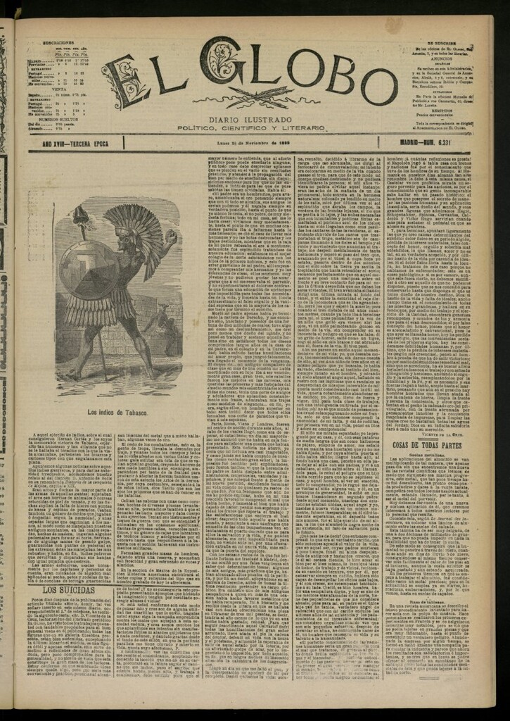 Miniatura de El Globo : diario ilustrado del 28 de noviembre de 1892, nº 6231