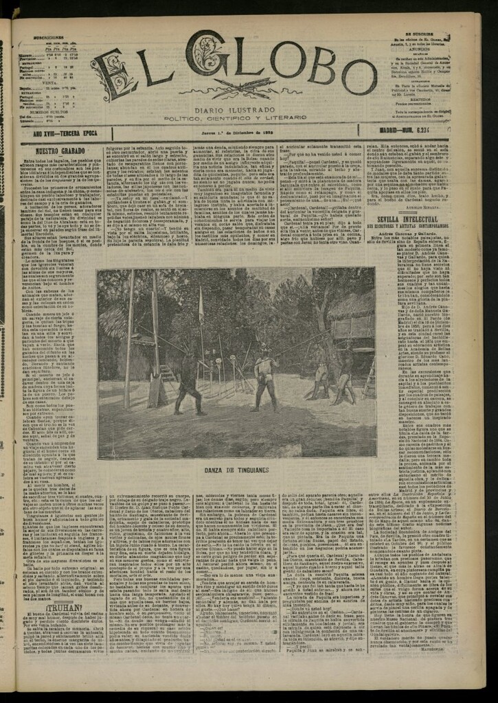 Miniatura de El Globo : diario ilustrado del 1 de diciembre de 1892, nº 6234