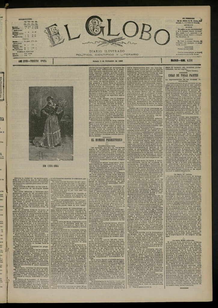 Miniatura de El Globo : diario ilustrado del 3 de diciembre de 1892, nº 6236