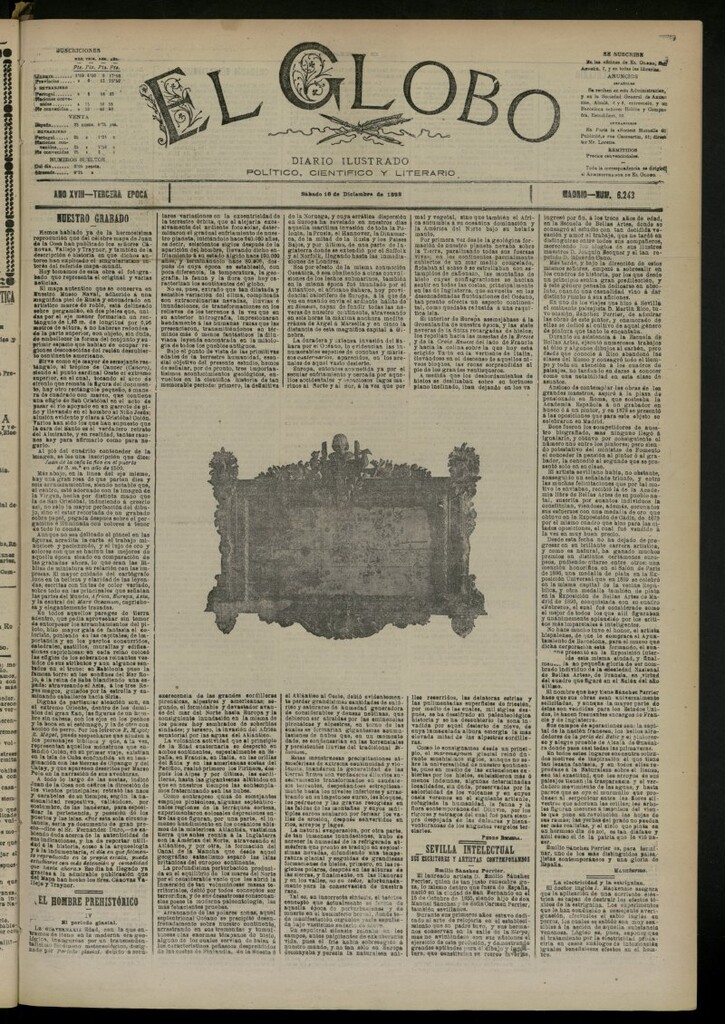 Miniatura de El Globo : diario ilustrado del 10 de diciembre de 1892, nº 6243