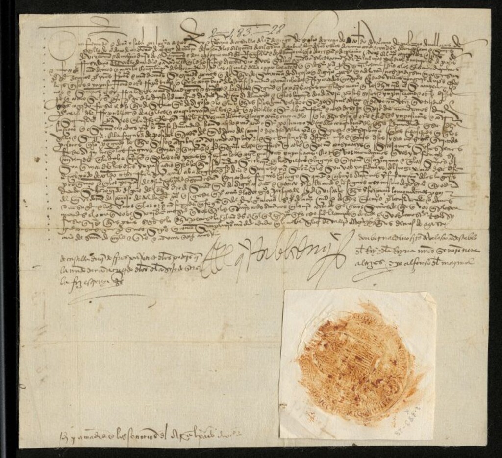 Miniatura de Provisión del Consejo expedida en su nombre por el condestable de Castilla, duque de Frías, gobernador del reino, ordenando al corregidor de Madrid que deposite en poder del mayordomo de la Villa, las cantidades adelantadas en concepto de contribución de la Santa Hermandad para que se reinviertan en remediar las necesidades de la Villa