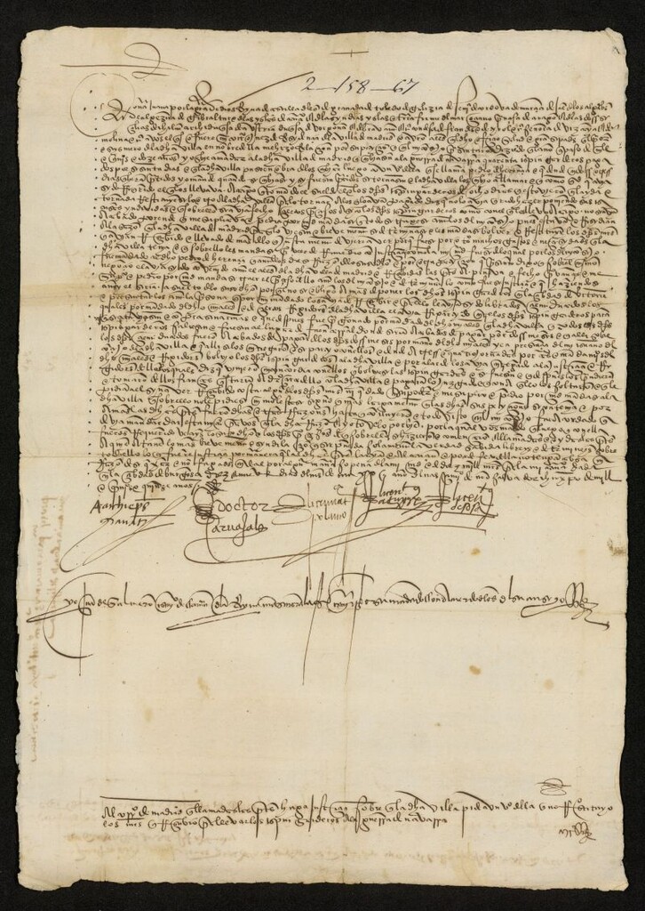 Miniatura de Provisión del  Consejo dirigida al corregidor o juez de residencia de Madrid, para que resolviese el pleito suscitado entre la Villa y Pedro de Herencia, encargado de conducir, a Vitoria, cuarenta espingarderos para la guerra de Navarra