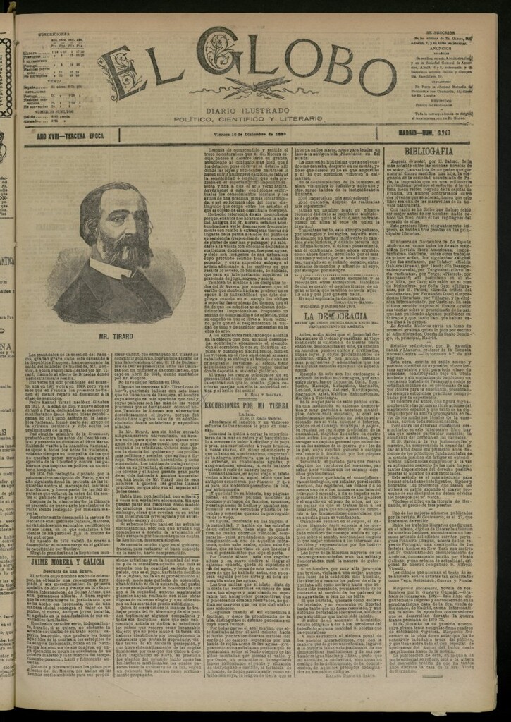 Miniatura de El Globo : diario ilustrado del 16 de diciembre de 1892, nº 6249