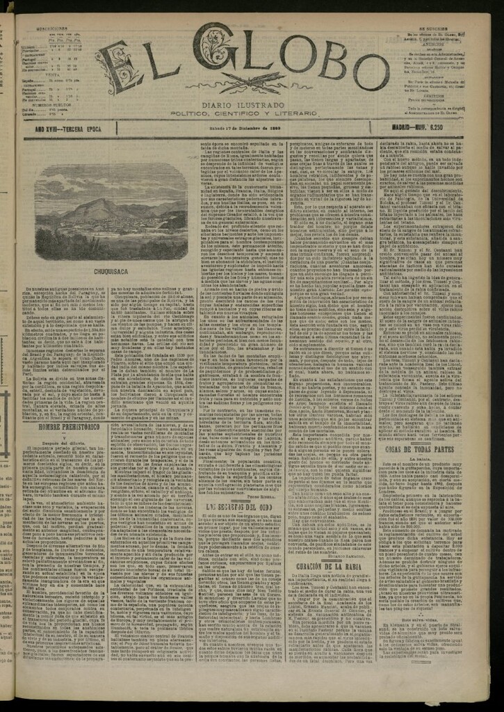Miniatura de El Globo : diario ilustrado del 17 de diciembre de 1892, nº 6250