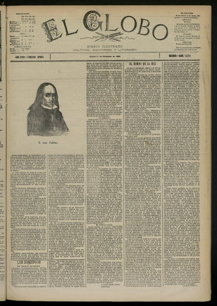 Miniatura de El Globo : diario ilustrado del 18 de diciembre de 1892, nº 6251