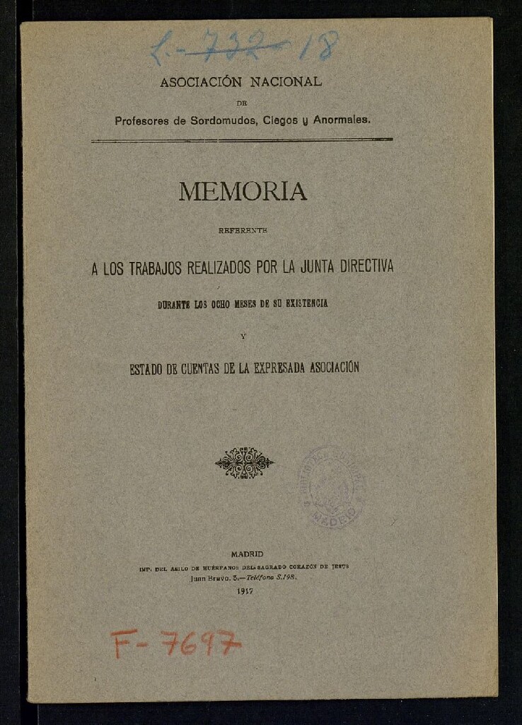Miniatura de Memoria referente a los trabajos realizados por la Junta directiva durante los ocho meses de su existencia y Estado de cuentas de la expresada asociación