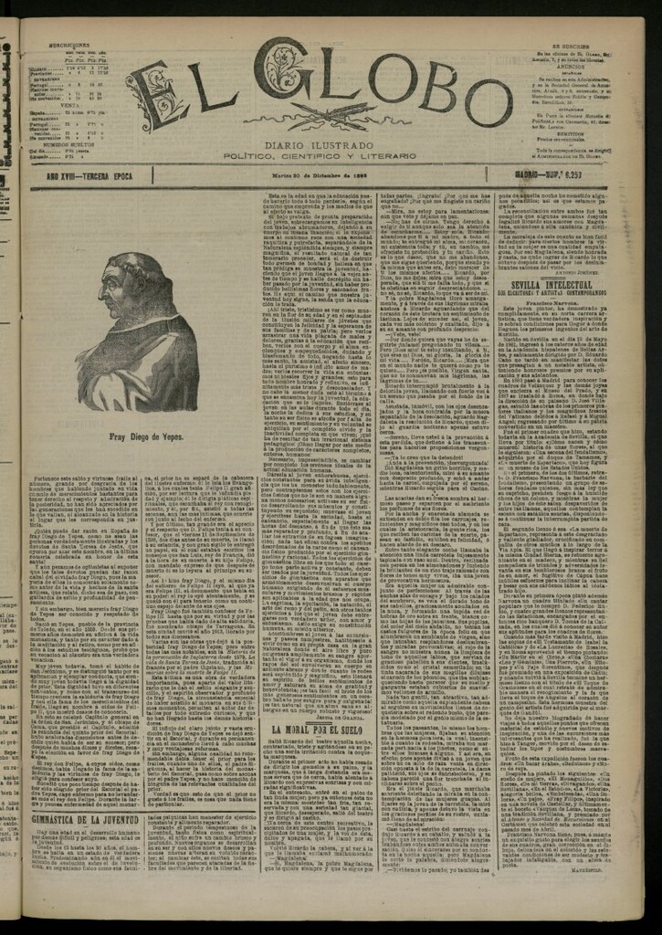 Miniatura de El Globo : diario ilustrado del 20 de diciembre de 1892, nº 6253