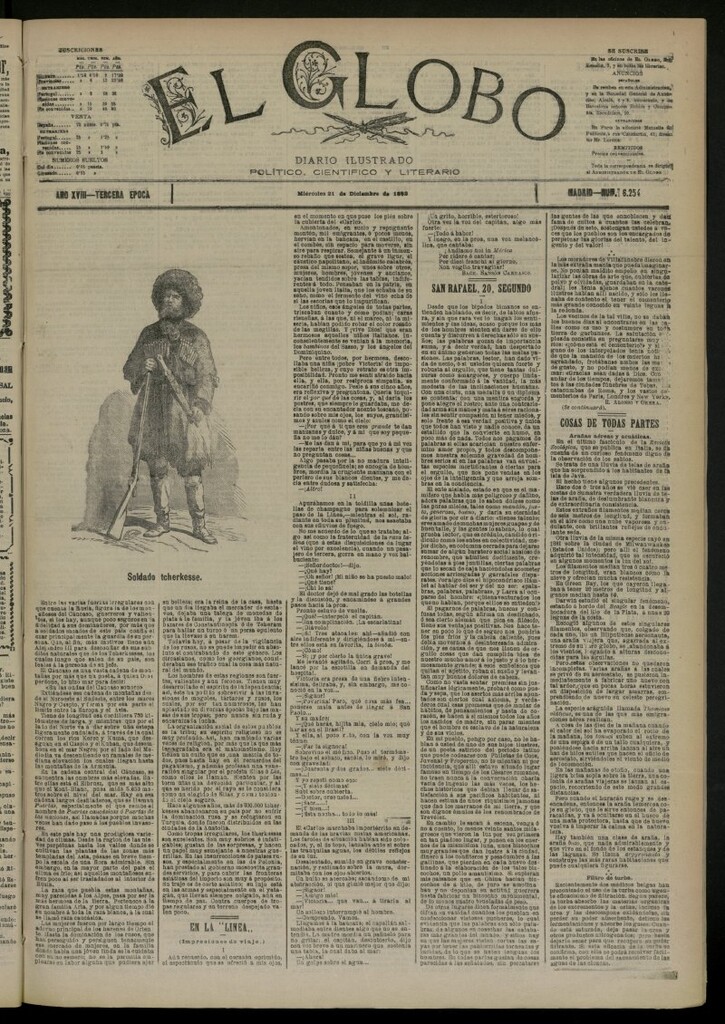 Miniatura de El Globo : diario ilustrado del 21 de diciembre de 1892, nº 6254