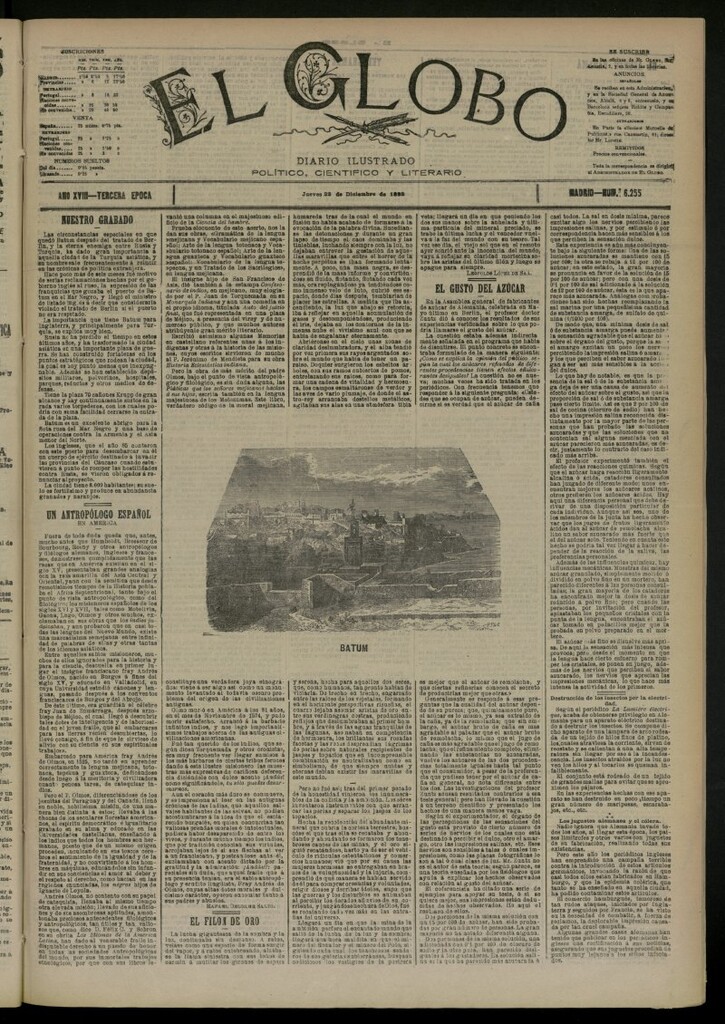 Miniatura de El Globo : diario ilustrado del 22 de diciembre de 1892, nº 6255