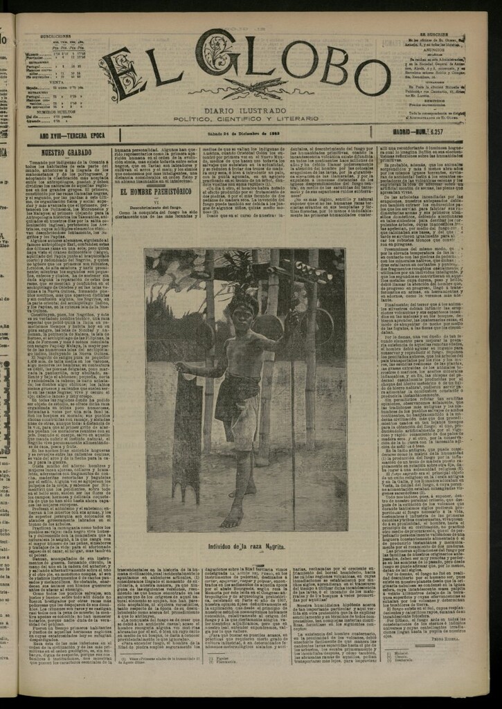 Miniatura de El Globo : diario ilustrado del 24 de diciembre de 1892, nº 6257