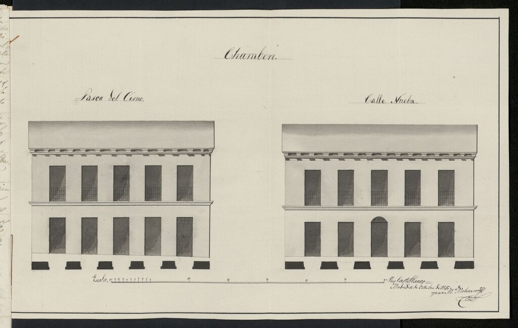 Miniatura de Licencia concedida a Don Juan Molinero para construir un edificio en el barrio de Chamberí (manzana 53) con fachada al paseo del Cisne (actual paseo de Eduardo Dato) y al paseo del Obelisco (actual paseo del General Martínez Campos)