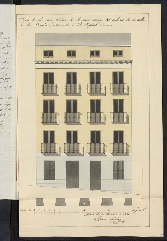 Miniatura de Licencia concedida a Don Rafael Urosa para construir un edficio en la calle de la Comadre 31 (actual calle del Amparo), manzana 50