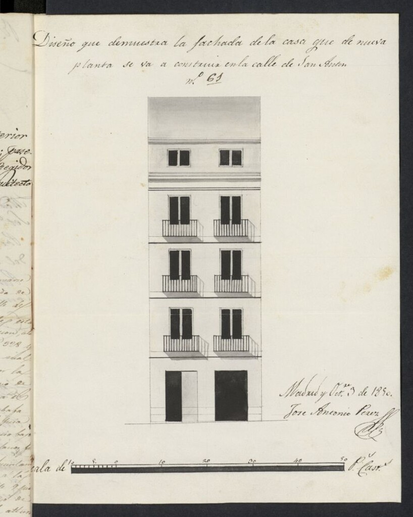 Miniatura de Licencia concedida a Don Manuel Alemán para construir un edificio en la calle de San Antón 61(Actual calle Pelayo), manzana 316