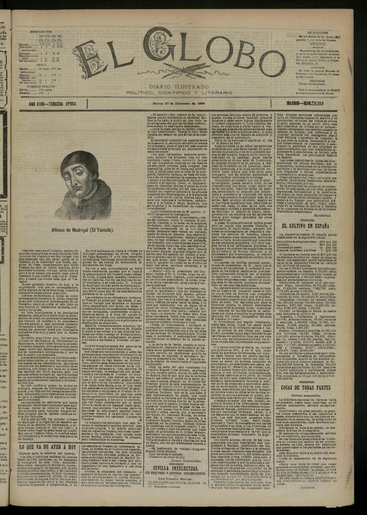 Miniatura de El Globo : diario ilustrado del 27 de diciembre de 1892, nº 6259