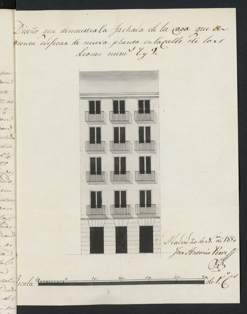 Miniatura de Licencia concedida a Don Sebastián Mediano Foix para edificar en la calle de los Leones, 7 y 9