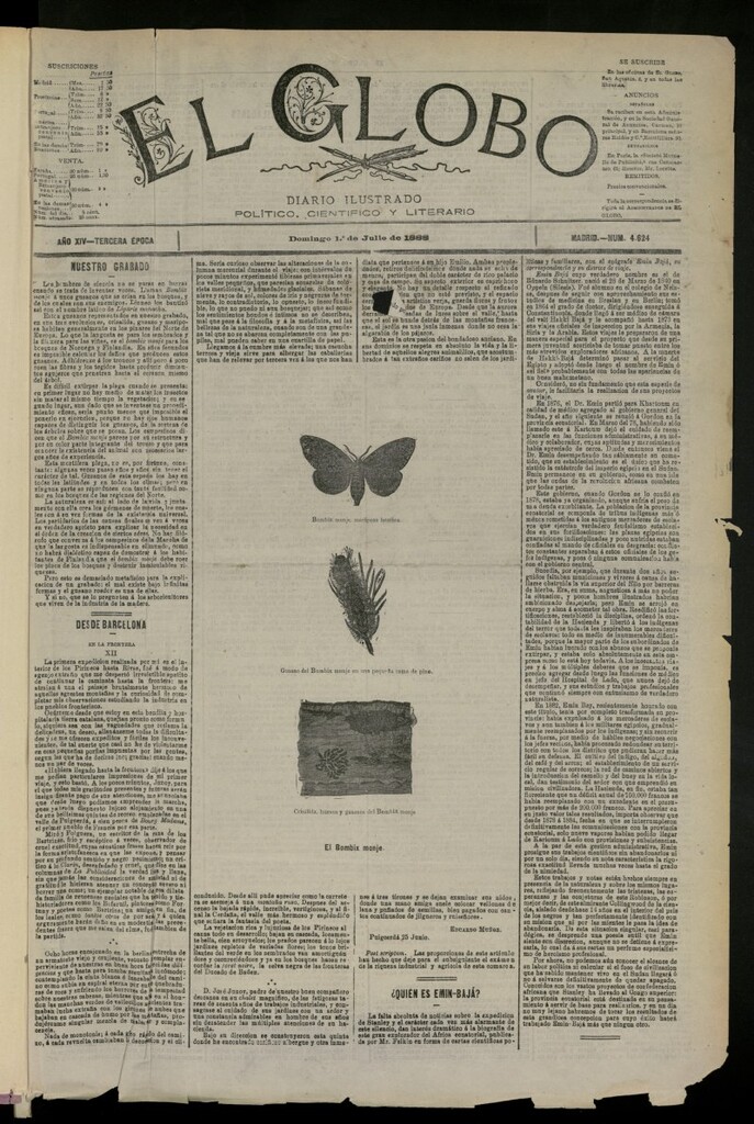 Miniatura de El Globo : diario ilustrado del 1 de julio de 1888, nº 4624