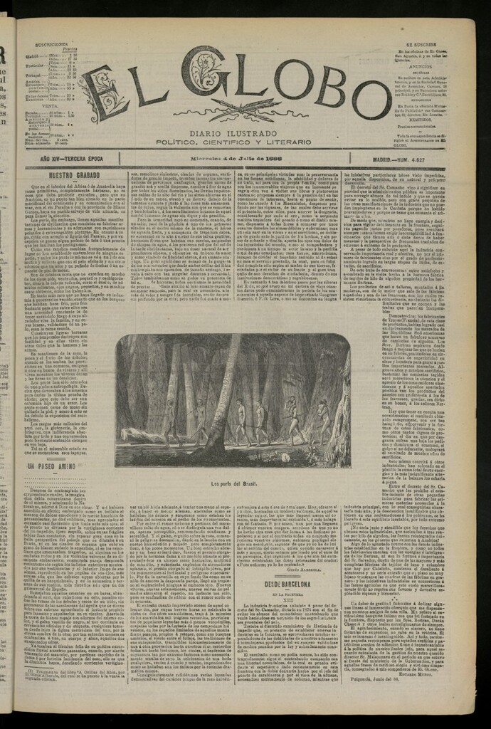 Miniatura de El Globo : diario ilustrado del 4 de julio de 1888, nº 4627