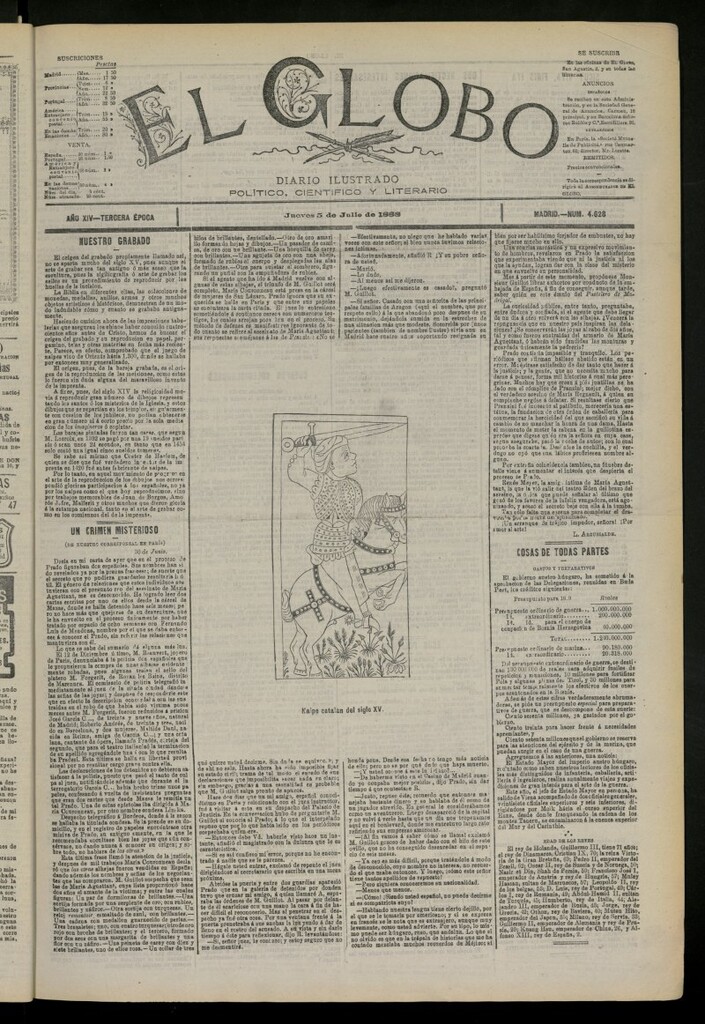 Miniatura de El Globo : diario ilustrado del 5 de julio de 1888, nº 4628