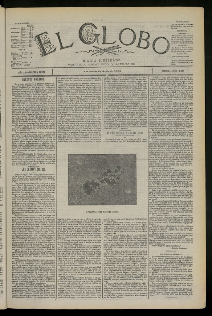 Miniatura de El Globo : diario ilustrado del 6 de julio de 1888, nº 4629